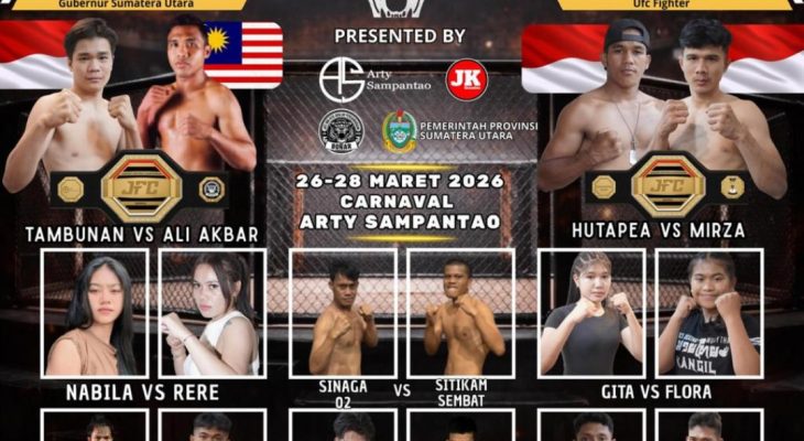 JFC Season 2 Digelar di Simalungun, Petarung Indonesia dan Malaysia Perebutkan Sabuk Gubernur Sumut