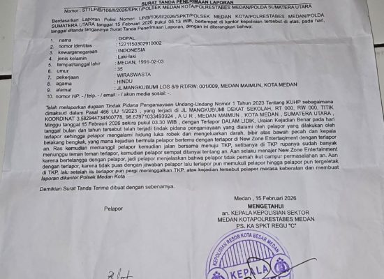 Pria di Medan Laporkan Dugaan Penganiayaan, Polisi Terbitkan Surat Penerimaan Laporan