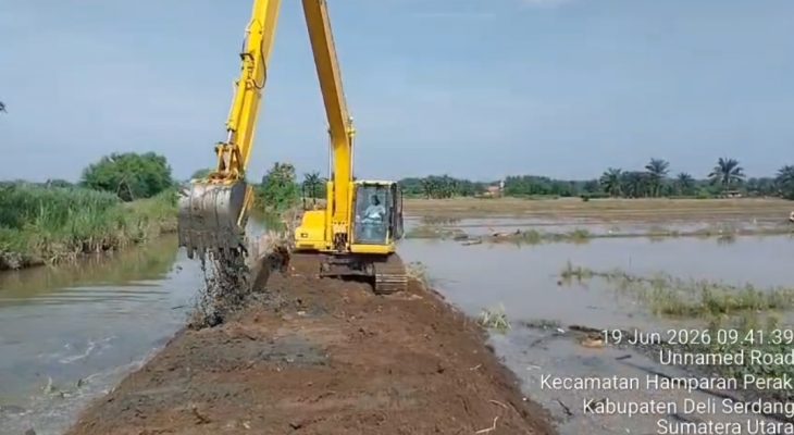 BBWS Sumatera II Normalisasi Anak Sungai Belawan di Hamparan Perak, Perkuat Pengendalian Banjir dan Dukung Irigasi Pertanian