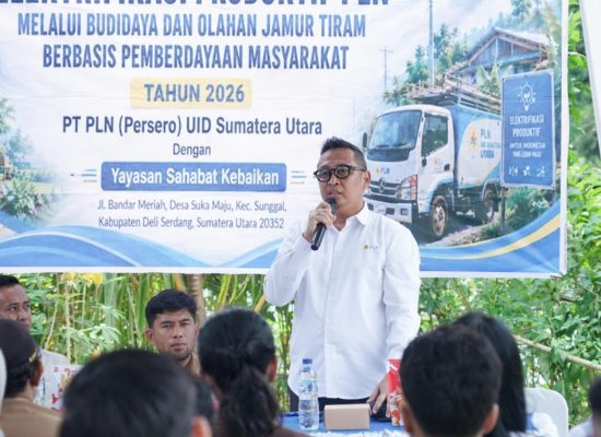 PLN UID Sumut Resmikan Program Elektrifikasi Produktif Budidaya Jamur Tiram di Deli Serdang