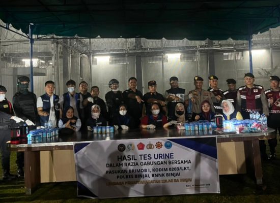 Lapas Binjai Gelar Razia Gabungan, 150 WBP Jalani Tes Urine dan Hasilnya Negatif