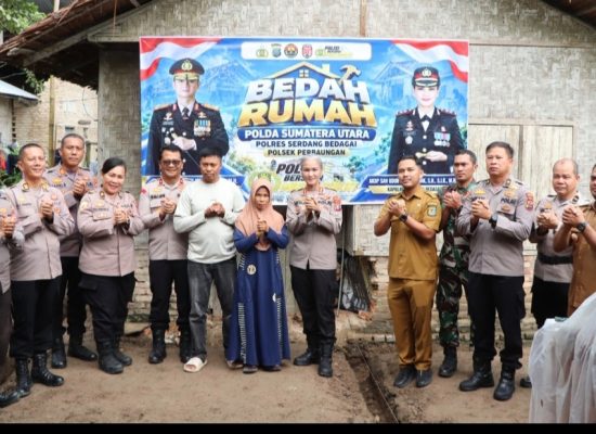 Polres Sergai Bedah Rumah Bilal Mayat di Perbaungan, Wujud Kepedulian kepada Warga Kurang Mampu